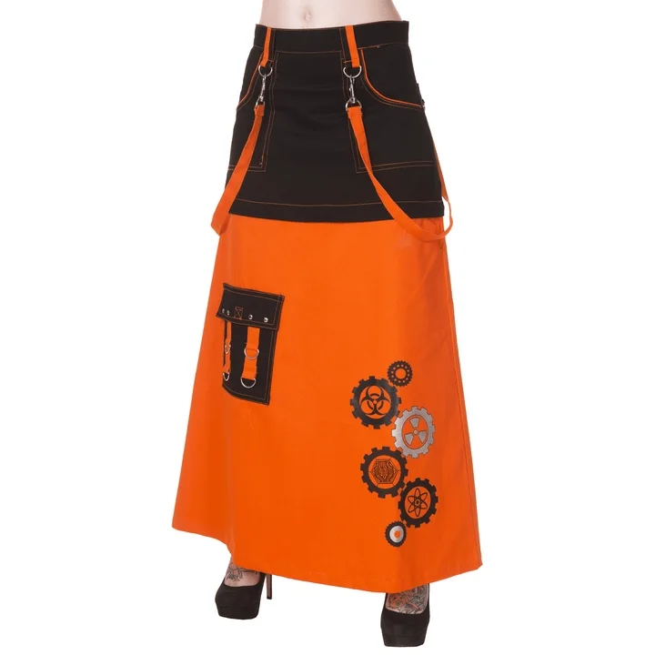 Neon Orange Cyber Goth Skirt wool skirt breathable