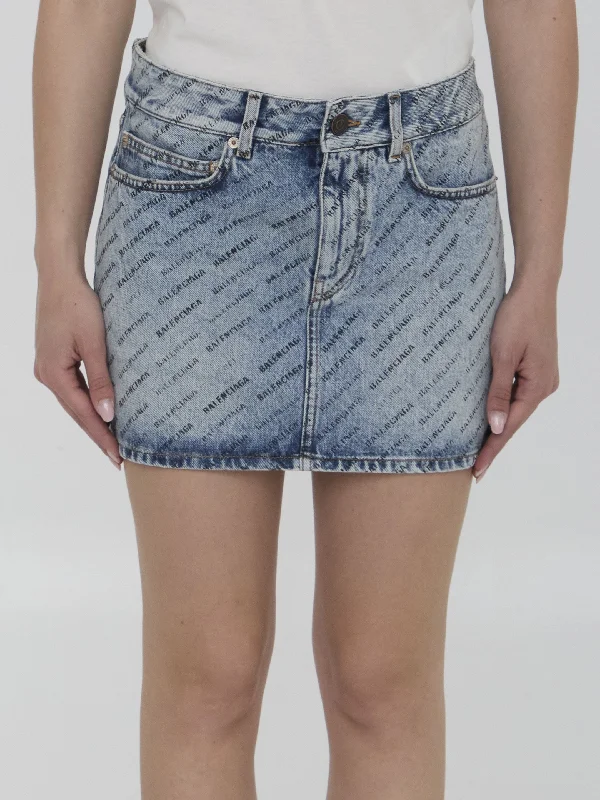 All Over Logo Miniskirt velvet skirt glossy