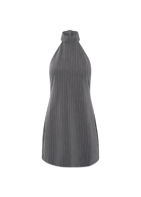 EmiliaMD halterneck dress - Grey Pinstripe Tunics Trendy modern