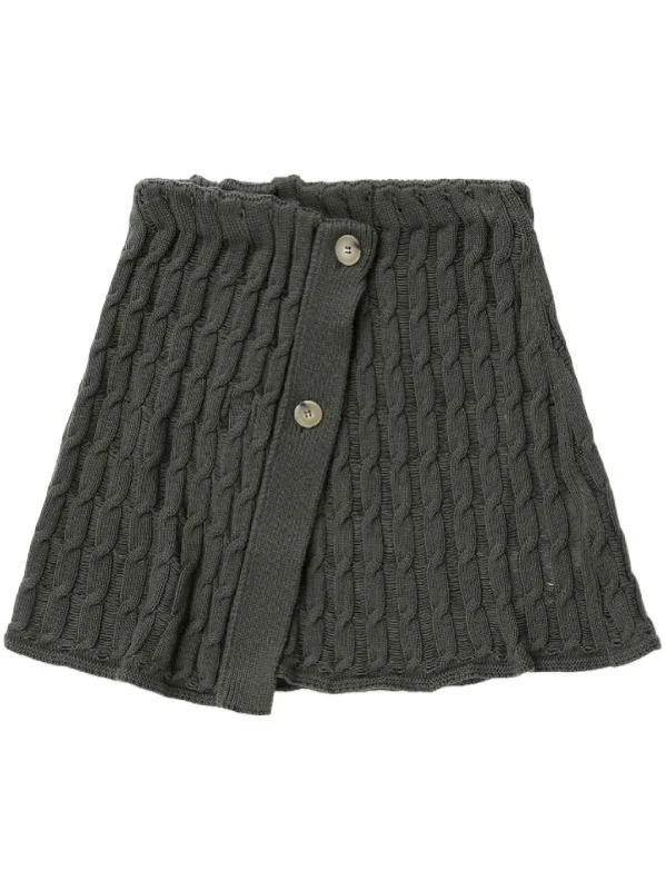 Ajour Knitted Wrap Skirt / Military Green denim skirt classic