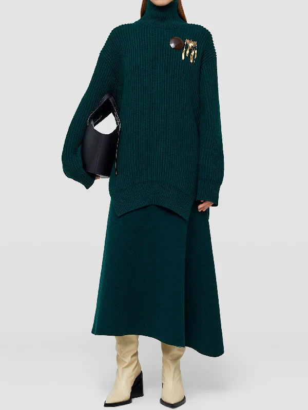 Asymmetrical Green Skirt leather skirt modern