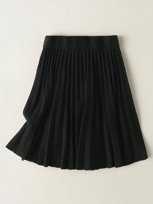 Women's Petite Solid Pleated Stylish Elastic High Waist Casual Every Day Skirts low waist skirt