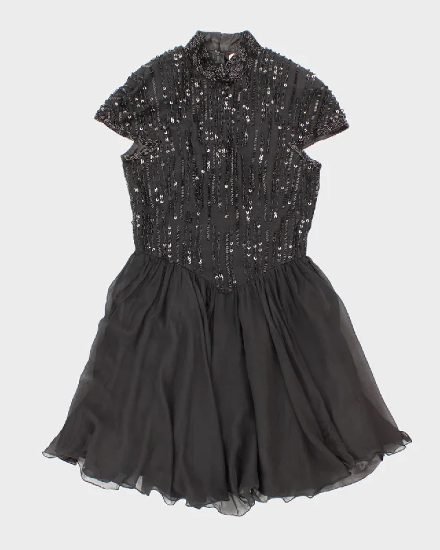 Vintage Nipon Night Black Sequined Dress - M Tunics Luxurious premium