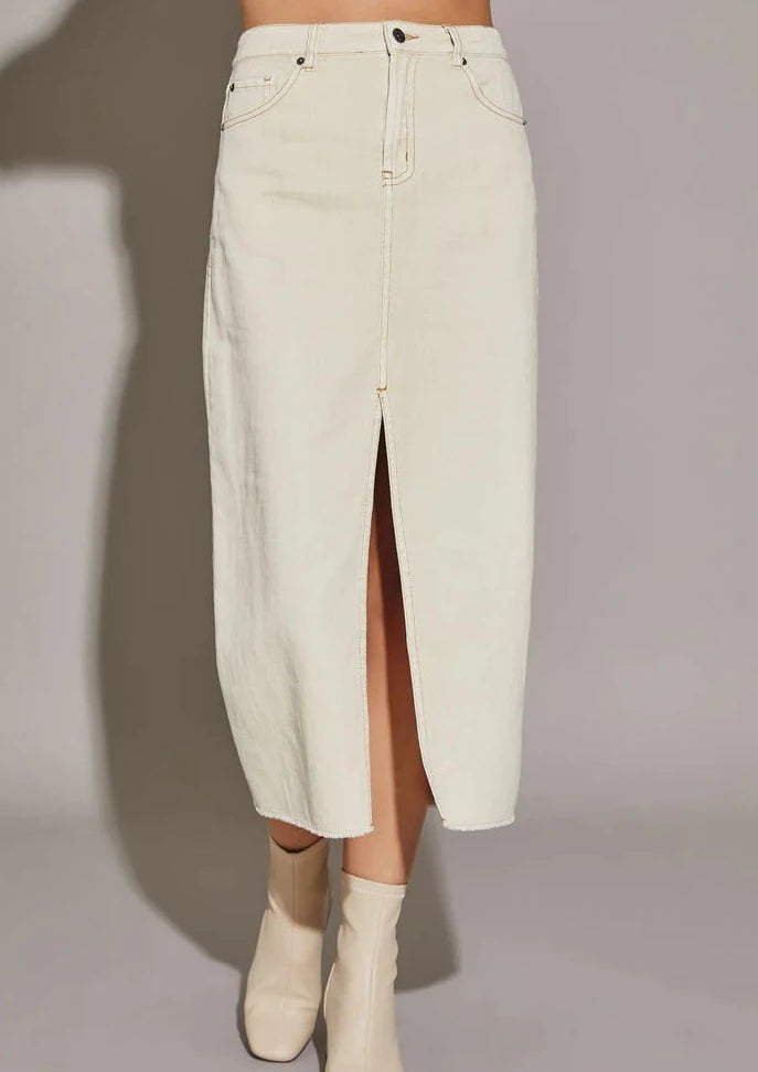 long denim front slit skirt denim skirt casual
