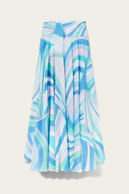 Iride-Print Cotton Long Skirt cashmere skirt rich