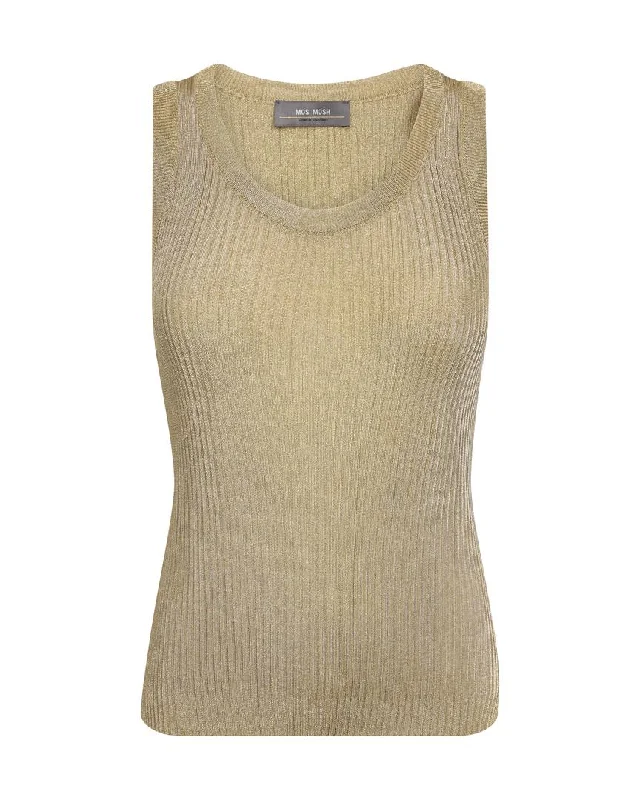 Mos Mosh Relena Imanja Knit Tank Top-Gold-167280 sequin tank top