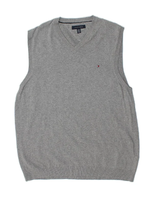 TOMMY HILFIGER Mens Vest Tank Top 2XL Grey Cotton pastel tank top