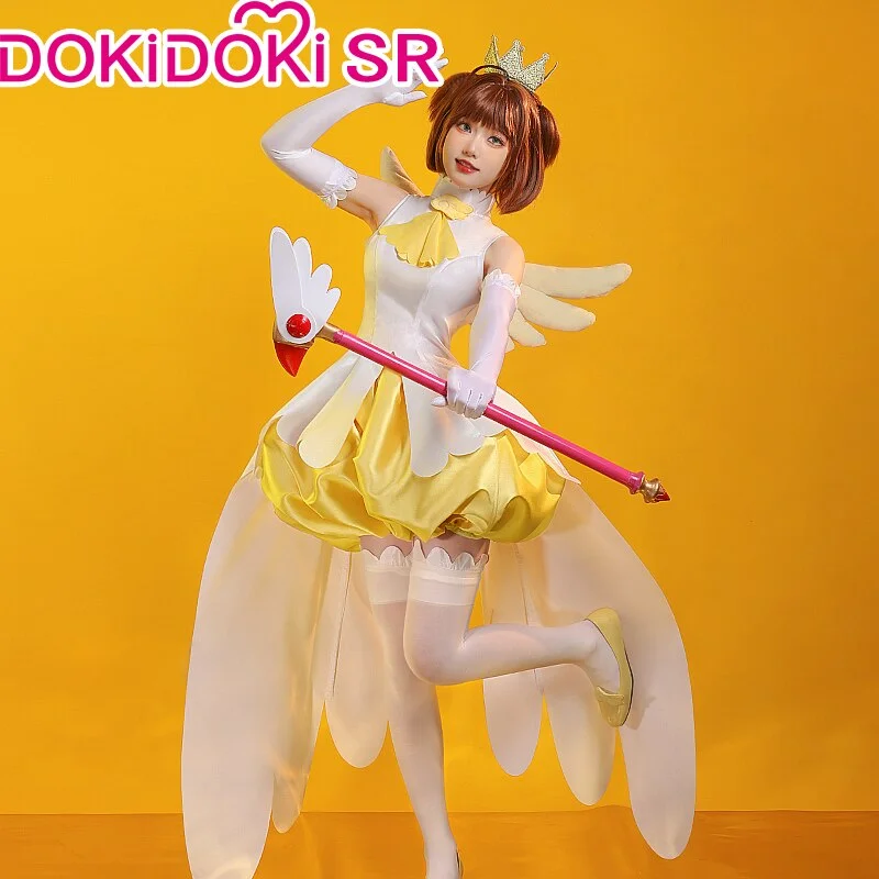 DokiDoki-SR Anime Card Captor Sakura Cosplay Kinomoto Sakura Costume Cute Yellow Dress Women Cardcaptor Sakura Tunics Review highly