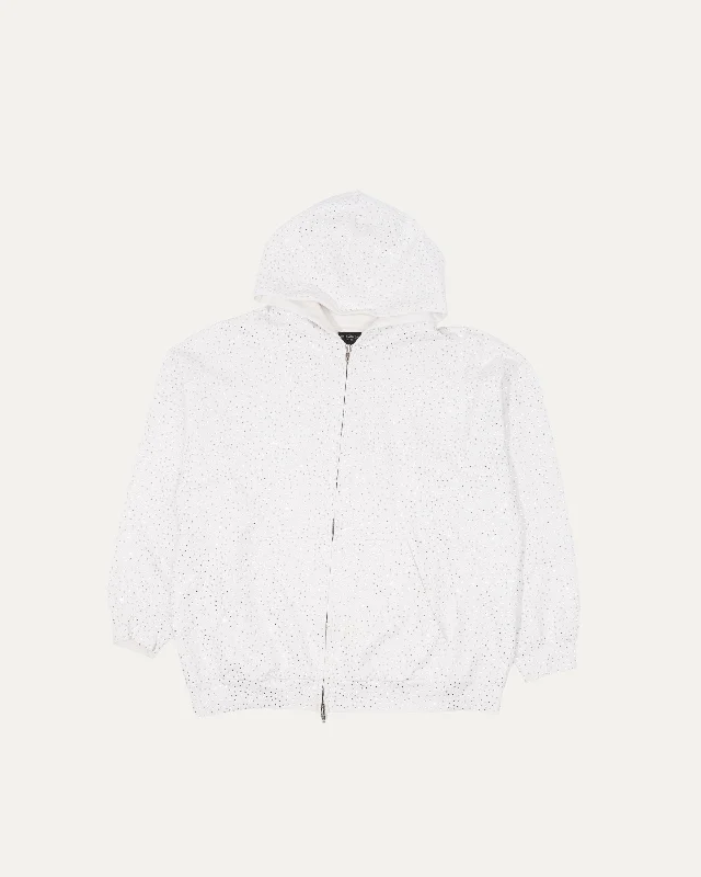 Crystal Embellished Zip-Up Hoodie Hoodie with Embroidery Detailed Premium