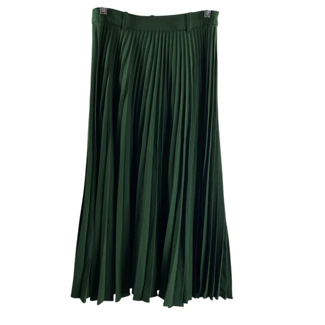 ZARA Size X-SMALL Hunter Green Pleats Midi SKIRT lace skirt feminine