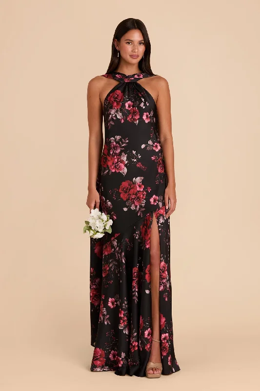 Eileen Matte Satin Dress - Black Fleurs D'Amour Tunics Bridal satin