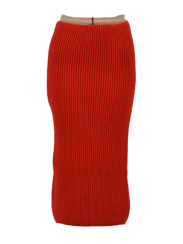 Rib-knit Midi Skirt leather skirt bold