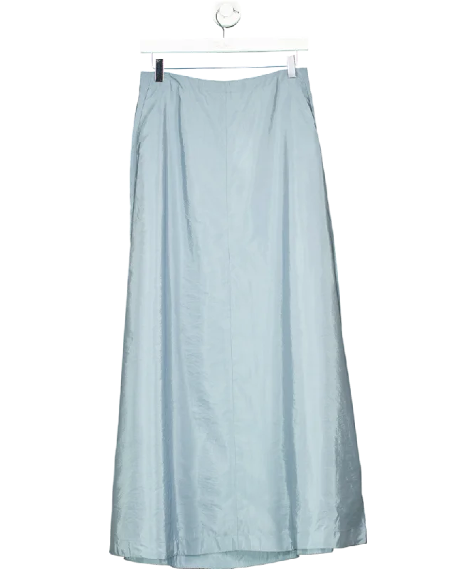 BY MALENE BIRGER New Season Dusky Blue Isoldas satin maxi skirt UK 10 zip skirt side