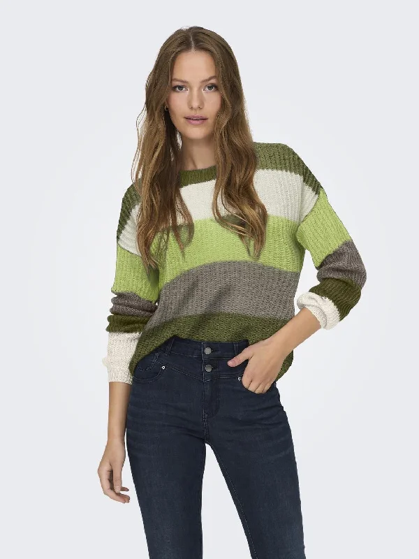 JDY Ladies Badut Long Sleeve knitted Pullover-MOSS Over Sleeve Pullover