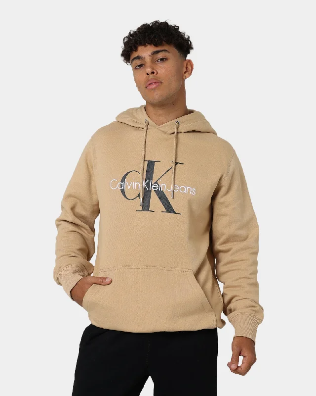 Calvin Klein Seasonal Monogram Hoodie Tawny Sand Hoodie with Toggle Buttons Decorative Unique