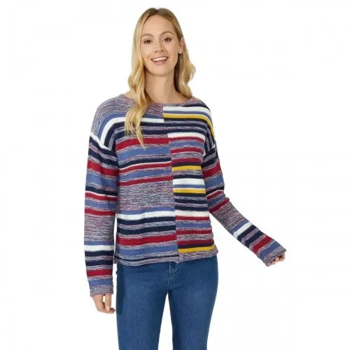 Mantaray Womens/Ladies Striped Textured Jumper Hooded Caped Shawl Collar