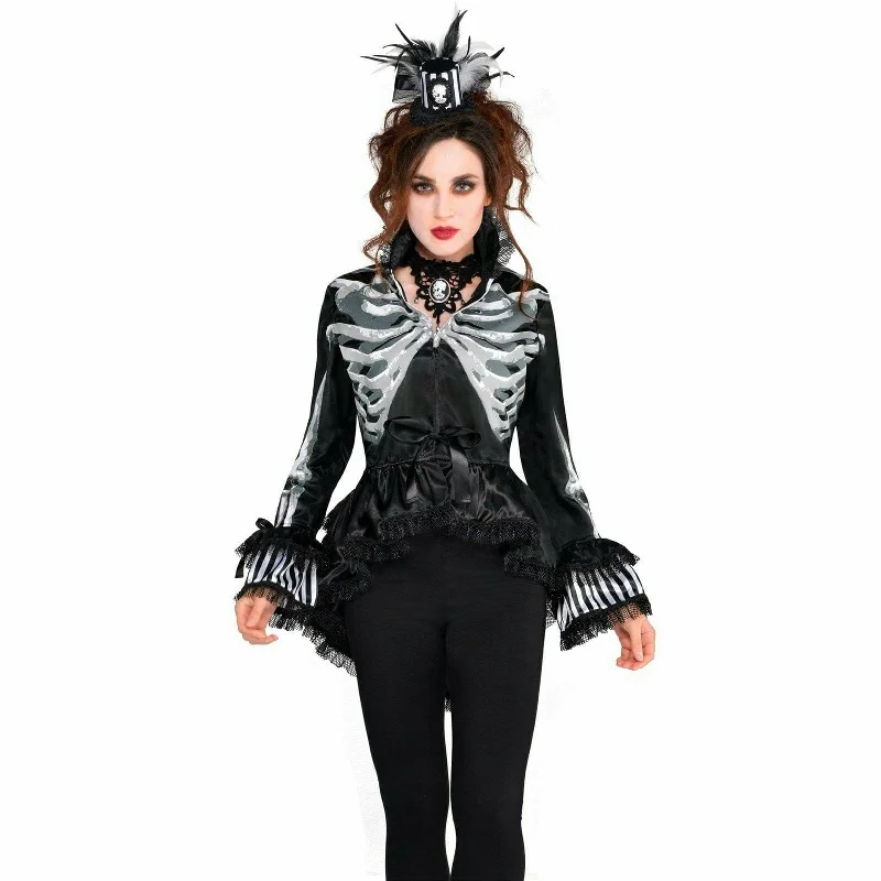 halloween Adult Skeleton Jacket Costume One-Shoulder Jacket Off-the-Shoulder Jacket Asymmetrical Jacket halloween Adult Skeleton Jacket Costume One-Shoulder Jacket Off-the-Shoulder Jacket Asymmetrical Jacket