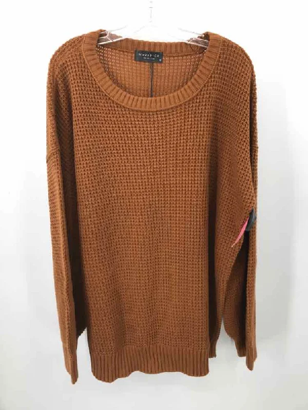 Pre-Owned Maverick Collection Brown Size Large Sweater Denim Fabric Leather Fabric Suede Fabric