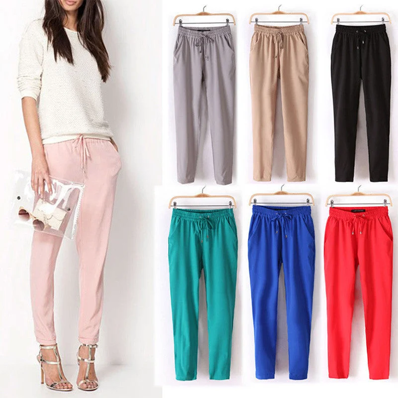 Chiffon Pants Women Pants Casual Harem Pants Drawstring Elastic Waist Pants Plus Size Women Trousers Trousers Custom Made Chiffon Pants Women Pants Casual Harem Pants Drawstring Elastic Waist Pants Plus Size Women Trousers Trousers Custom Made