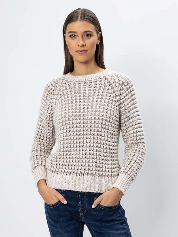 H Beige Stripped Knitted Sweater Cashmere Blend Cotton Blend Poly Blend