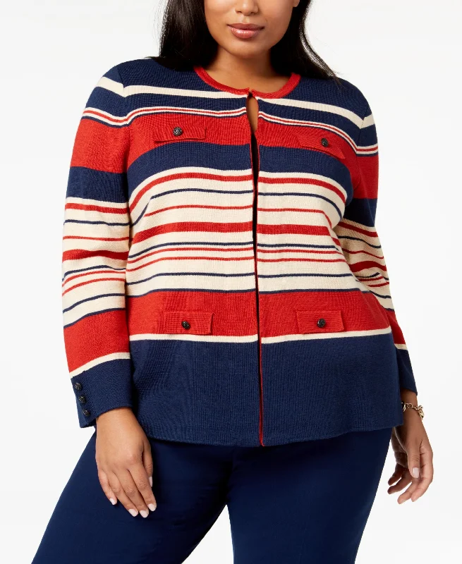 Anne Klein Plus Size Striped Cardigan Stylish Fashionable Trendy