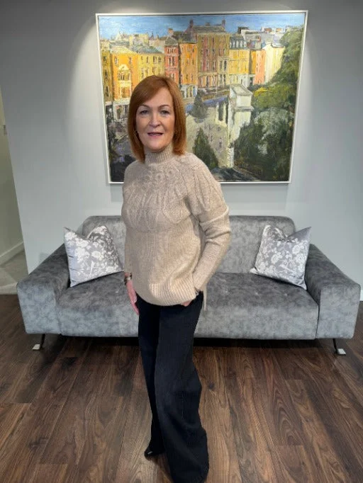 DERHY beige fleece jumper Lace Blend Ribbed Blend Corduroy Blend