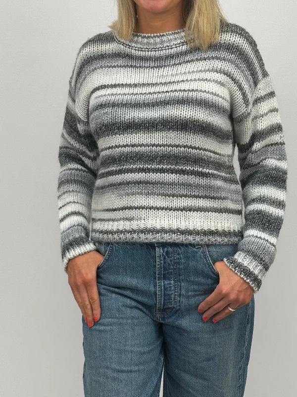 EMME Grey Stripe Sweater Anti-Pilling Anti-Shrink Durable