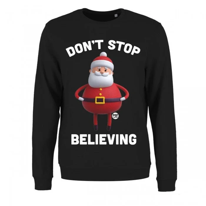 Pop Factory Womens/Ladies Don´t Stop Believing Christmas Jumper Zippered Front Buttoned Front Snap Front Pop Factory Womens/Ladies Don´t Stop Believing Christmas Jumper Zippered Front Buttoned Front Snap Front