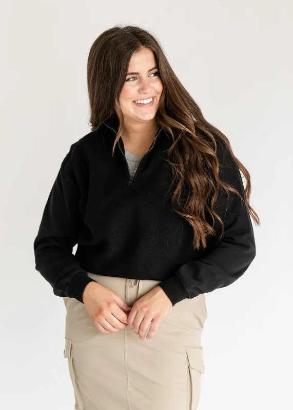 Fleece Half Zip Pullover Sweatshirt - FINAL SALE Hoodie with Stripes Bold Sporty