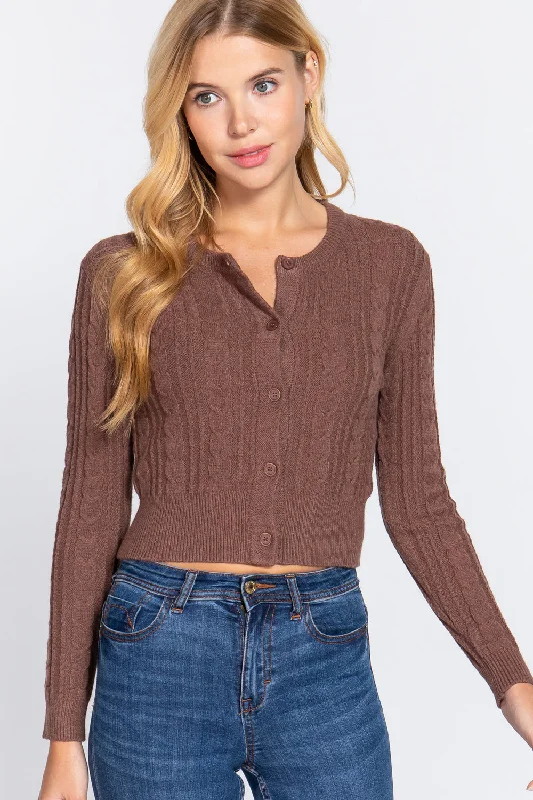 Crew Neck Cable Sweater Cardigan Mesh Fabric Canvas Fabric Denim Fabric