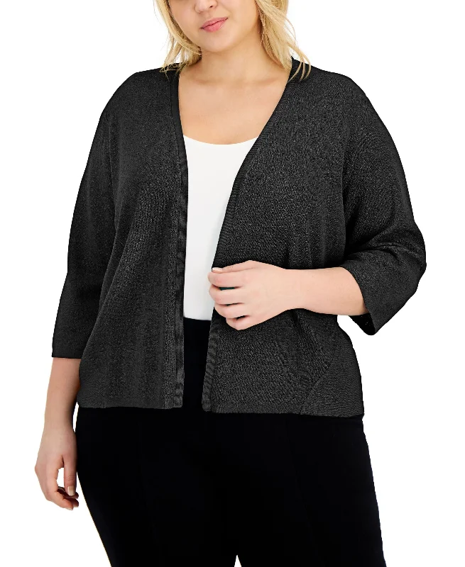 Alfani Plus Size Open Front Cardigan Fleece Cardigan Nylon Polyester