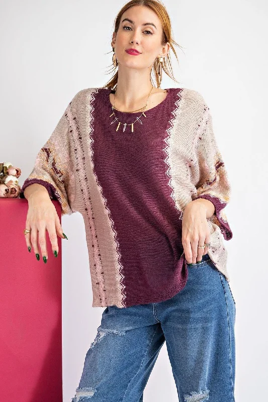 Multi Color Thread Sweater Houndstooth Herringbone Solid