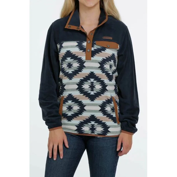 Cinch Ladies Navy Aztec Pullover-MAK9819001- On Sale Surplice Neck Pullover