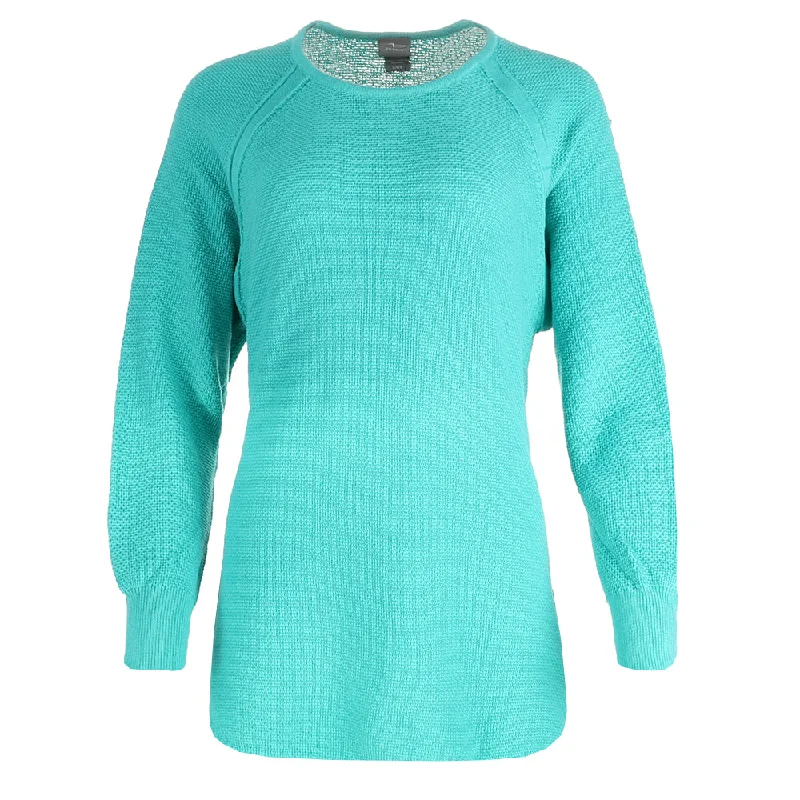Raglan Crew Neck Sweater Ribbed Striped Patterned