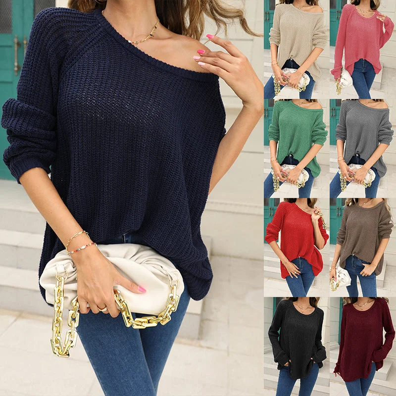 Solid Color Simple Women's SweaterCasual Versatile Long Sleeves Solid Print Embellished Solid Color Simple Women's SweaterCasual Versatile Long Sleeves Solid Print Embellished