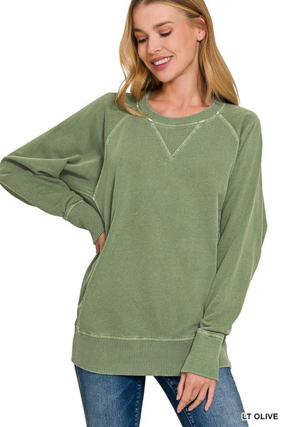 Olive French Terry Pullover Alpaca Blend Soft