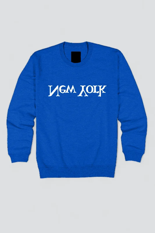 Cobalt New York Logo Sweatshirt Hoodie with Set-In Sleeves Structured Classic