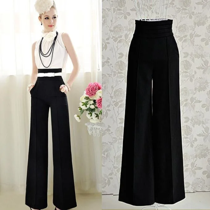 Loose Zipper Fly Solid Pantalones Women Casual High Waist Flare Wide Leg Long Pants Palazzo Trousers Trousers fashionable trendy Loose Zipper Fly Solid Pantalones Women Casual High Waist Flare Wide Leg Long Pants Palazzo Trousers Trousers fashionable trendy