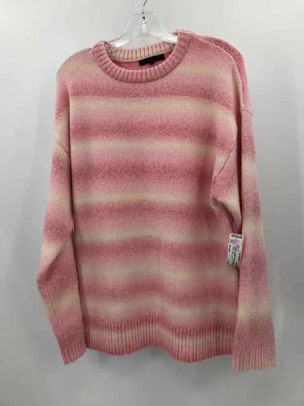 Pre-Owned ava & ever Pink Size Medium Sweater Cable Knit Ribbed Knit Lace Knit