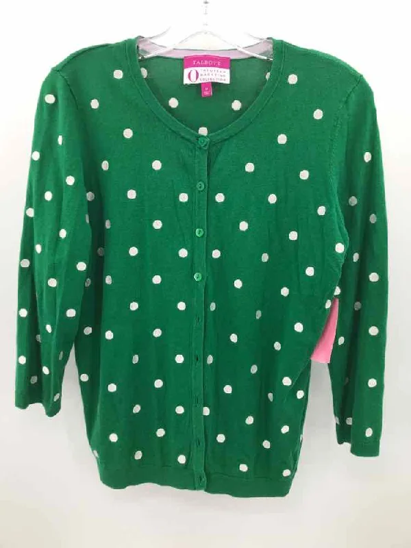 Pre-Owned Talbots Green Size Medium Cardigan Sweater Plaid Sweater Polka Dot Checkered