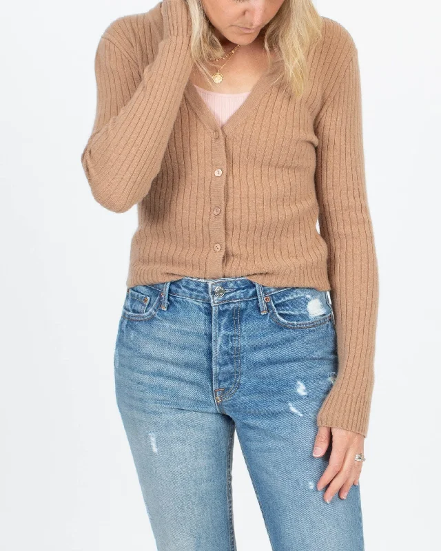 "The Horin" Ribbed Cardigan Houndstooth Herringbone Solid