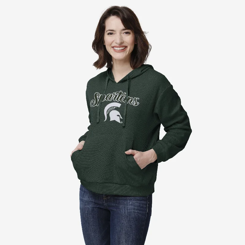 Michigan State Spartans Womens Waffle Lounge Sweater Silk Blend Satin Velvet