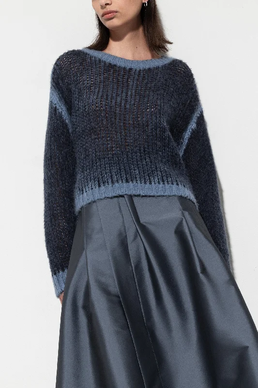 LUISA CERANO Navy Blue Jumper Long Sweater Short Sweater Cropped Sweater