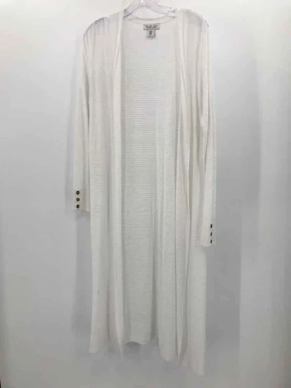 Pre-Owned Rachel Zoe White Size Large Long Cardigan Sweater Wool Sweater Cotton Sweater Cashmere Sweater