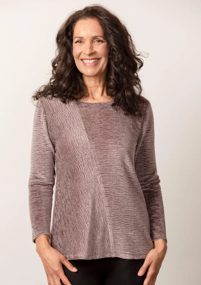 Women's Habitat | Crinkle Velvet Pullover | Slate Scalloped Neck Pullover