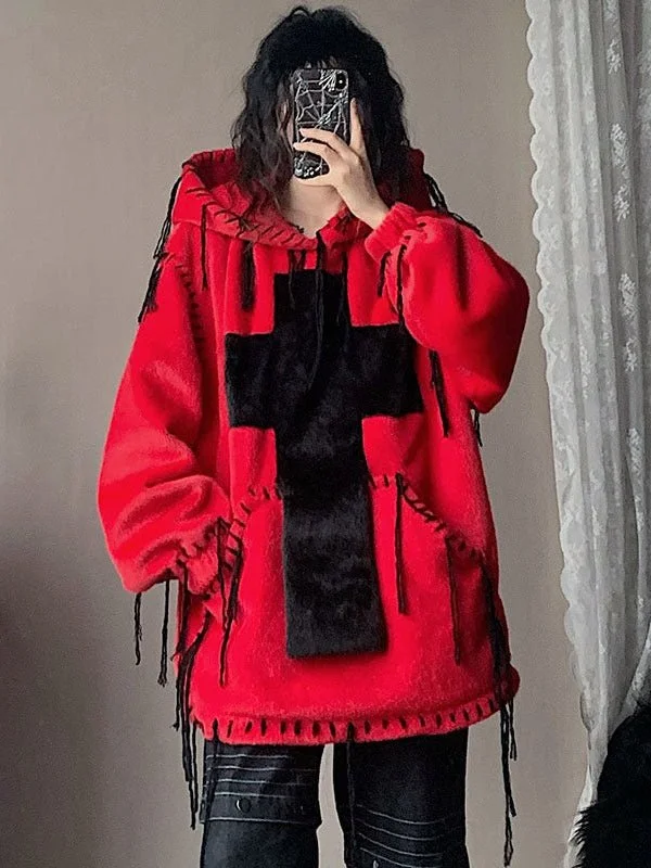 Imitation Fur Hooded Pullover【s0000000302】 Boat Neck Sweater