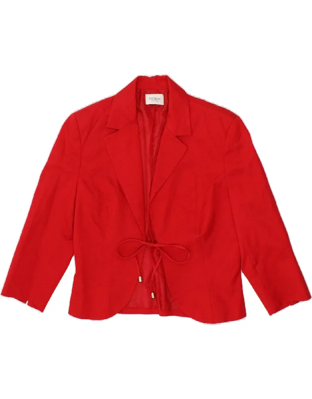 MOTIVI Womens Blazer Jacket UK 14 Medium  Red Cotton Rayon Jacket Velvet Jacket Corduroy Jacket