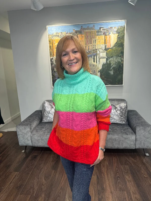 GRACE Multi Coloured Sweater Front Pockets Side Pockets Patch Pockets