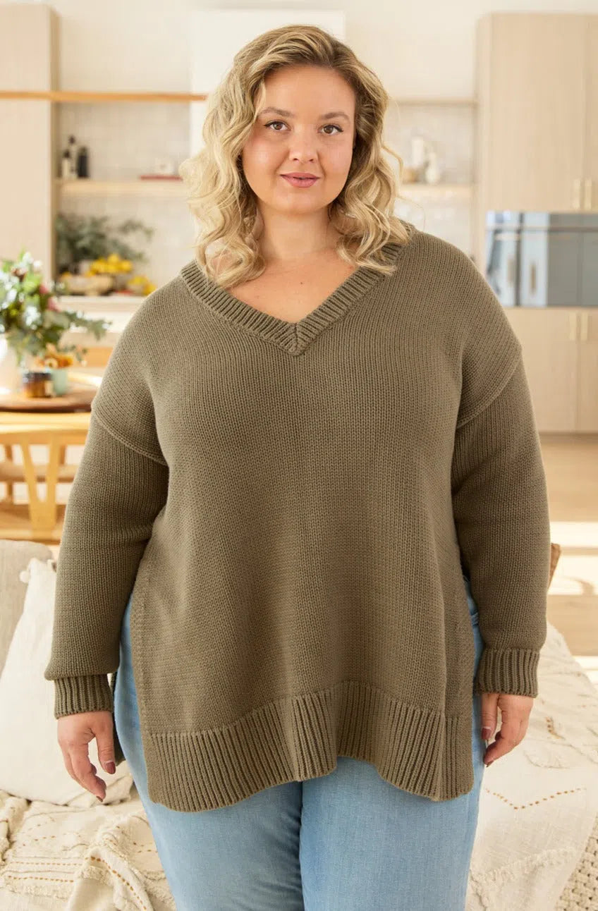 Billy Knit Jumper - Olive Transparent Opaque Sheer