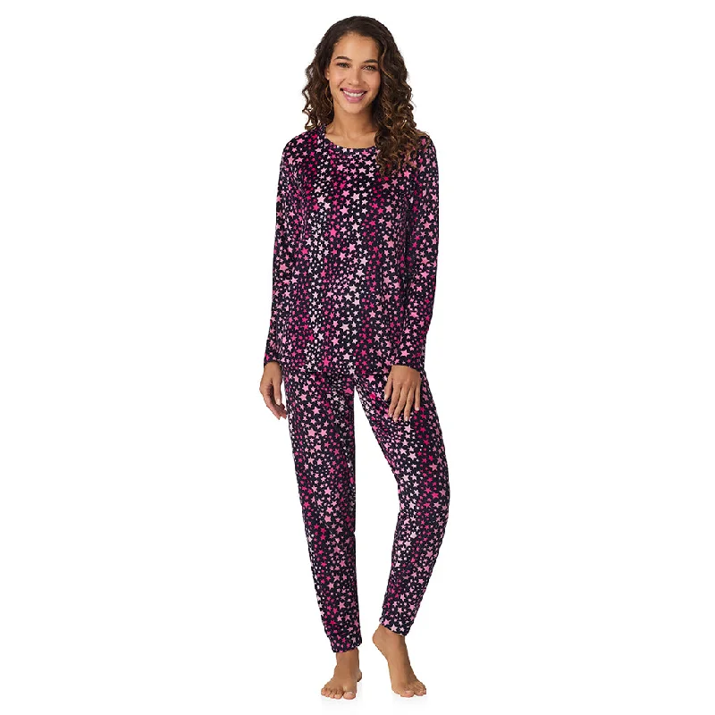 Silky Velour Long Sleeve Pullover with Jogger 2-Pc Pajama Set Wide Sleeve Pullover